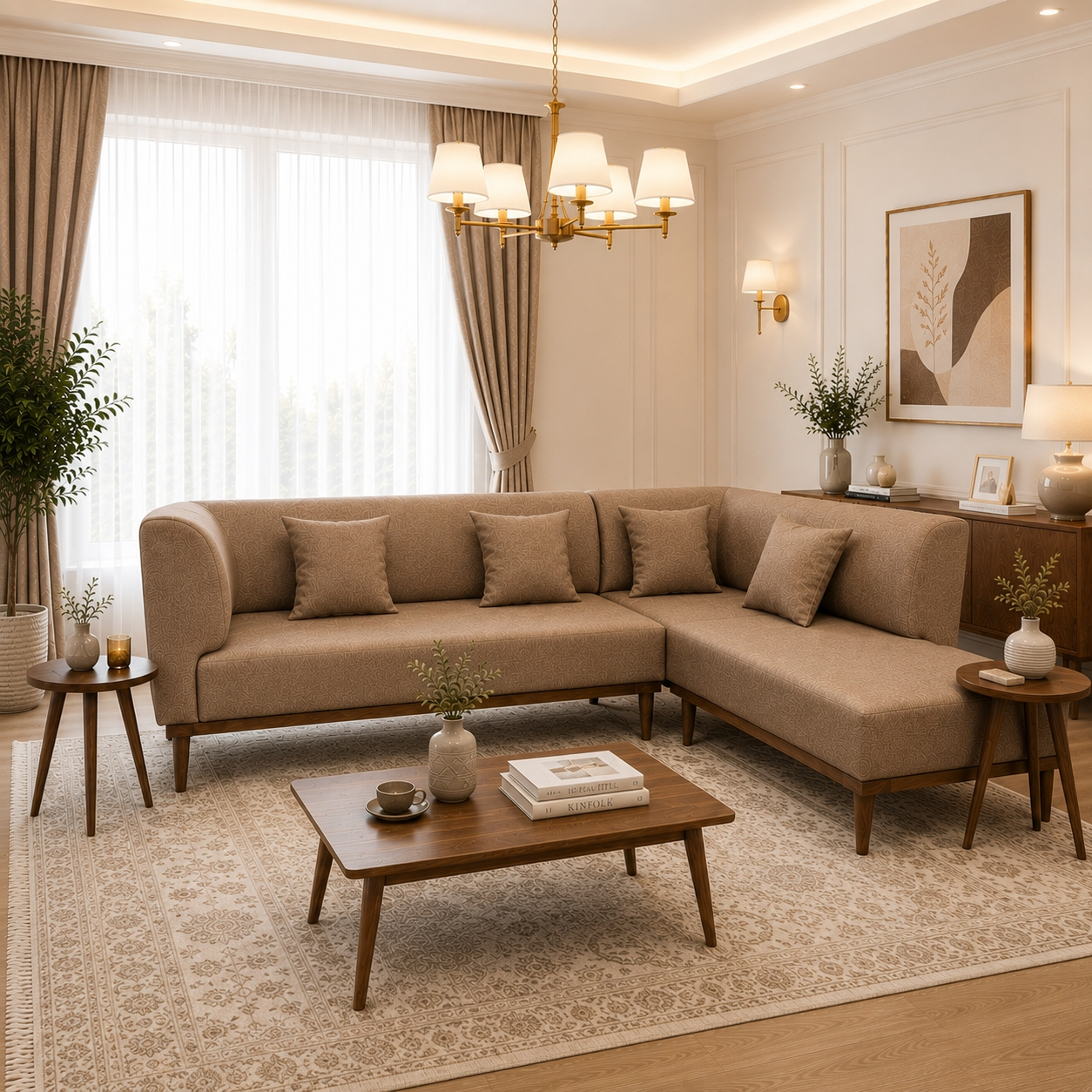 مبل ال راحتی ۶ نفره گالری چوب آشنایی مدل نست