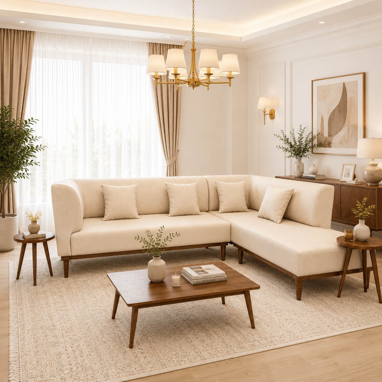 مبل ال راحتی ۶ نفره گالری چوب آشنایی مدل نست - Image 2