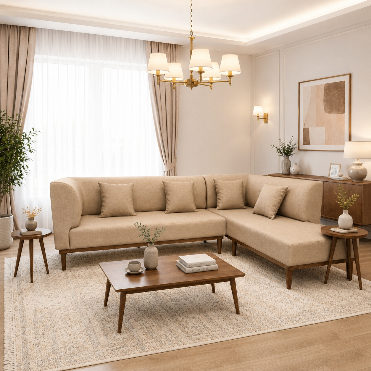مبل ال راحتی ۶ نفره گالری چوب آشنایی مدل نست - Image 3