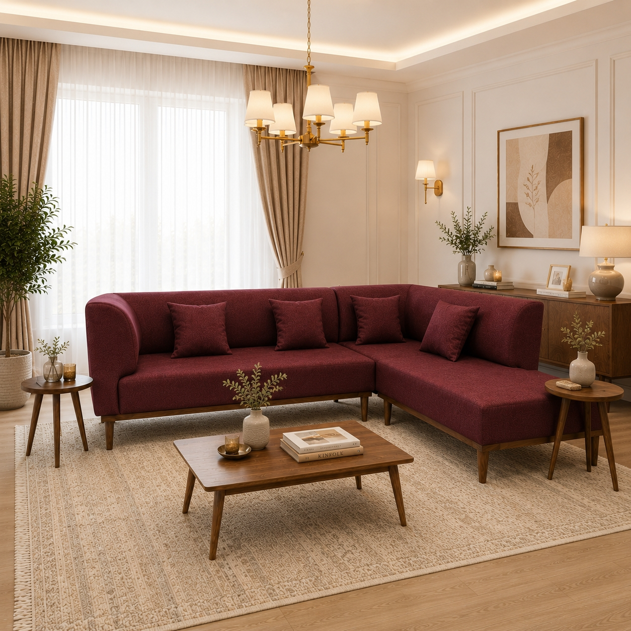مبل ال راحتی ۶ نفره گالری چوب آشنایی مدل نست - Image 7