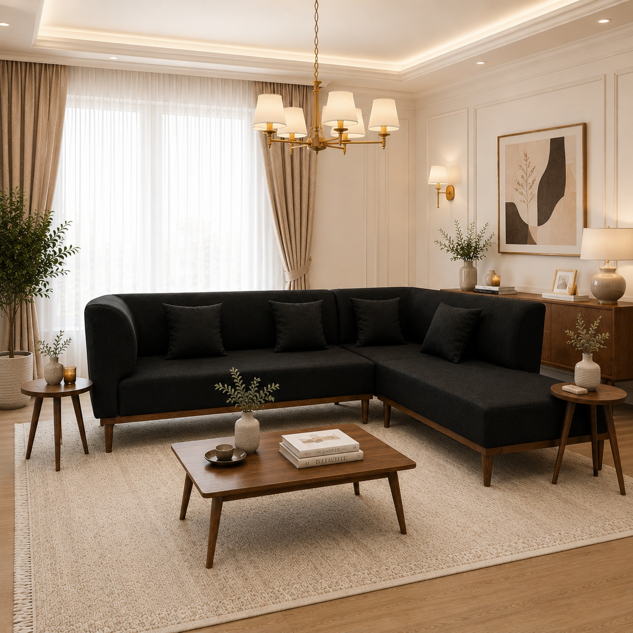 مبل ال راحتی ۶ نفره گالری چوب آشنایی مدل نست - Image 8